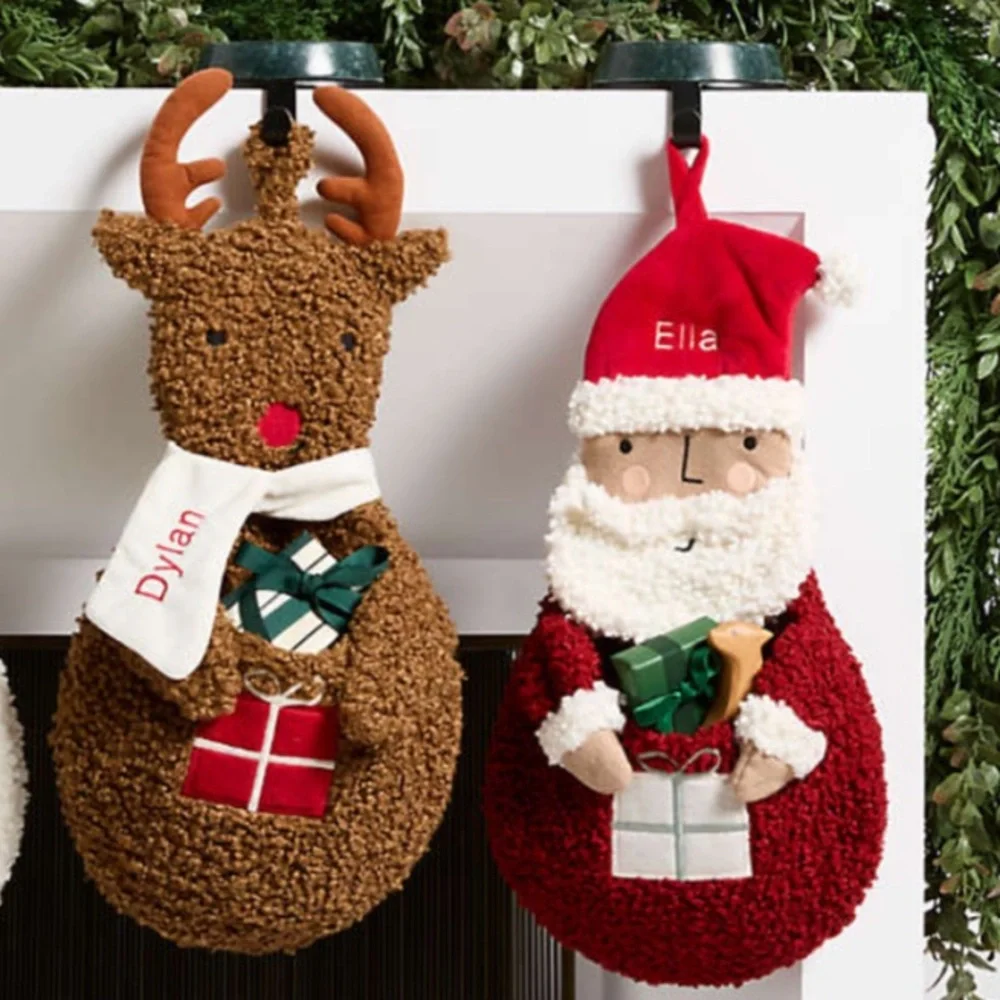 Crate & Barrel Sherpa Santa Kids Christmas Stocking